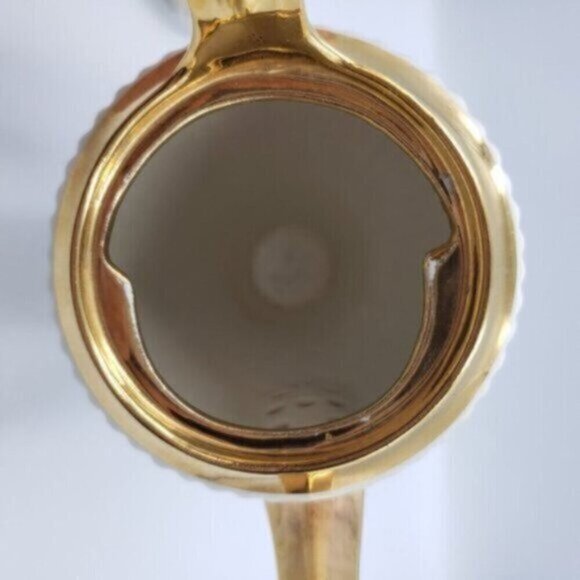 Vintage Royal Winton Grimwades Ceramic White Golden Trim Ribbed Coffee Pot - Picture 6 of 15